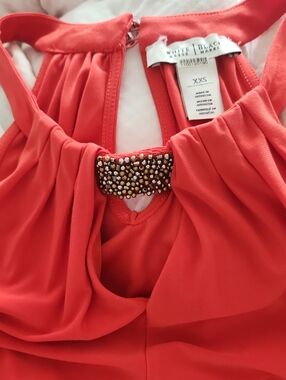 White House Black Market Coral Beaded Halter Top